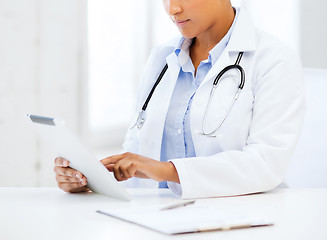 Image showing african female doctor with tablet pc