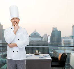 Image showing happy male chef cook thinking