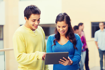 Image showing group of smiling students tablet pc computer