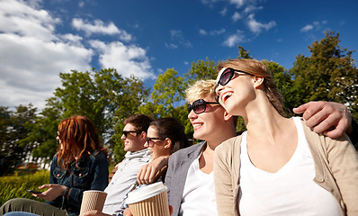 Image showing group of students or teenagers drinking coffee