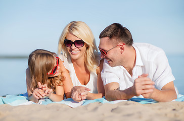 Image showing happy family on the beach