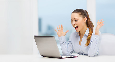 Image showing surprised businesswoman with laptop