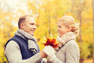 Image showing smiling couple in autumn park