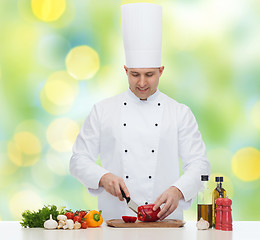 Image showing happy male chef cook cooking food