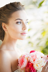 Image showing bride with bouquet of flowers