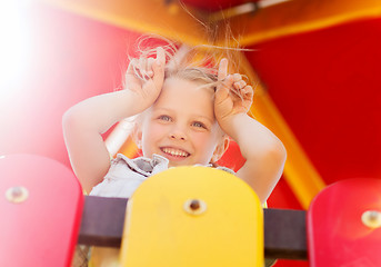 Image showing happy little girl on children playground