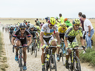 Image showing The Fight on the Cobblestones - Tour de France 2015