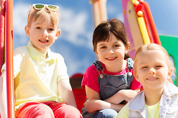 Image showing group of happy kids on children playground