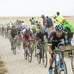 Image showing Nairo Quintana Riding on a Cobblestone Road - Tour de France 201