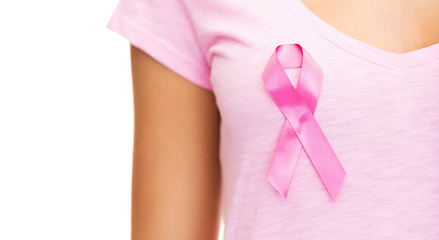 Image showing woman with pink cancer awareness ribbon