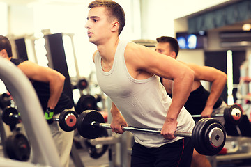 Image showing group of men with barbells in gym