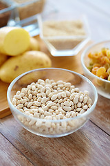 Image showing close up of beans in glass bowl on table