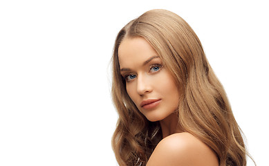 Image showing beautiful woman face with long blond hair