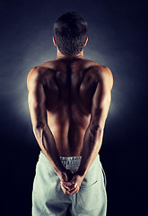 Image showing young male bodybuilder from back