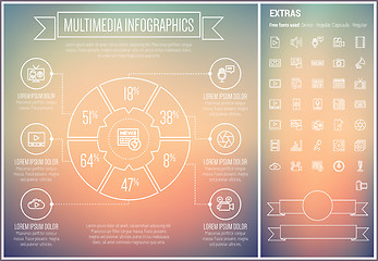 Image showing Multimedia Line Design Infographic Template