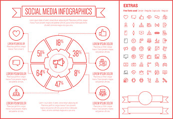 Image showing Social Media Line Design Infographic Template