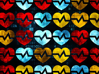 Image showing Medicine concept: Heart icons on Digital background