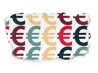 Image showing Currency concept: Euro icons on Torn Paper background