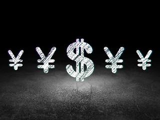 Image showing Currency concept: dollar icon in grunge dark room