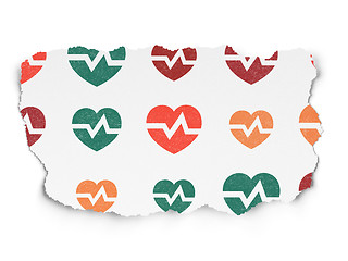 Image showing Healthcare concept: Heart icons on Torn Paper background