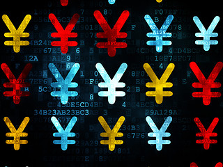 Image showing Banking concept: Yen icons on Digital background