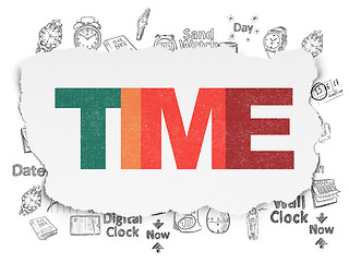 Image showing Timeline concept: Time on Torn Paper background