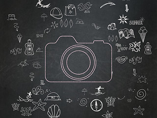 Image showing Travel concept: Photo Camera on School Board background