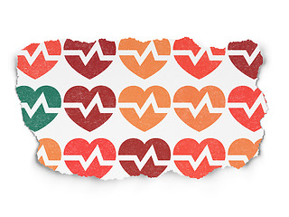 Image showing Health concept: Heart icons on Torn Paper background