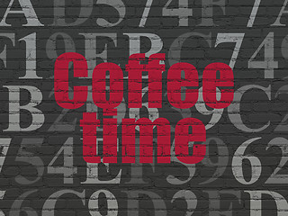 Image showing Timeline concept: Coffee Time on wall background