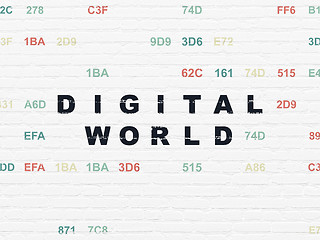 Image showing Data concept: Digital World on wall background