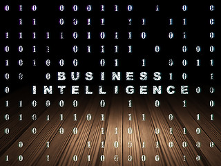 Image showing Finance concept: Business Intelligence in grunge dark room