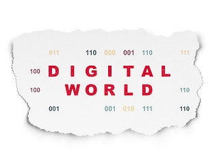 Image showing Information concept: Digital World on Torn Paper background