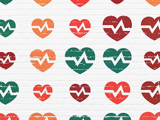 Image showing Medicine concept: Heart icons on wall background