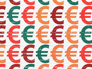 Image showing Banking concept: Euro icons on wall background