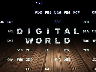 Image showing Information concept: Digital World in grunge dark room