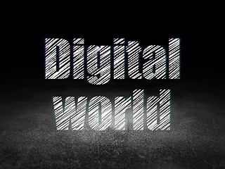 Image showing Information concept: Digital World in grunge dark room