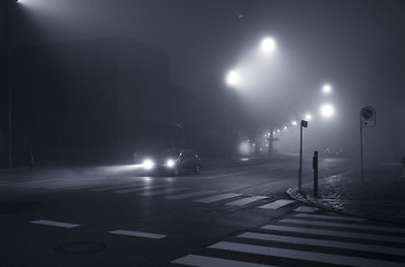 Image showing Foggy evening in the city