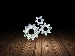 Image showing Information concept: Gears in grunge dark room