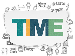 Image showing Time concept: Time on Torn Paper background
