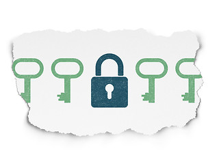 Image showing Privacy concept: closed padlock icon on Torn Paper background