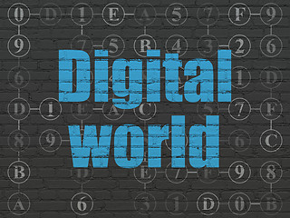 Image showing Information concept: Digital World on wall background