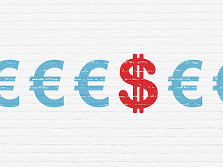 Image showing Currency concept: dollar icon on wall background