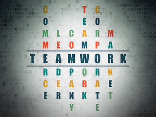 Image showing Business concept: word Teamwork in solving Crossword Puzzle