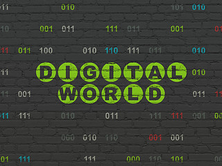 Image showing Information concept: Digital World on wall background