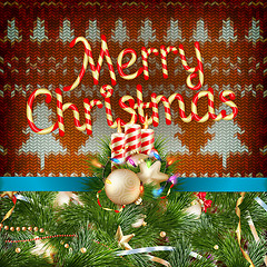 Image showing Knitted Christmas background. EPS 10