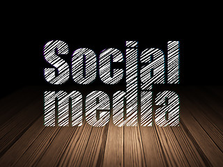 Image showing Social network concept: Social Media in grunge dark room