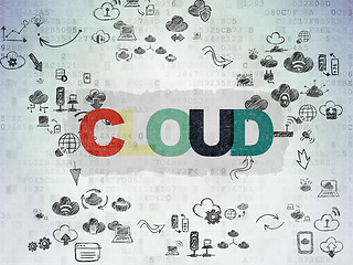 Image showing Cloud networking concept: Cloud on Digital Paper background