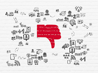 Image showing Social media concept: Thumb Down on wall background