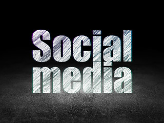 Image showing Social media concept: Social Media in grunge dark room