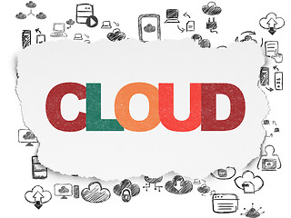 Image showing Cloud networking concept: Cloud on Torn Paper background